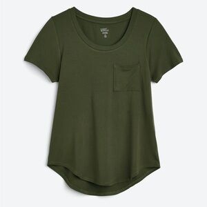 Olive/Dark Green Short Sleeve Scoop Neck Pocket Tee size Large